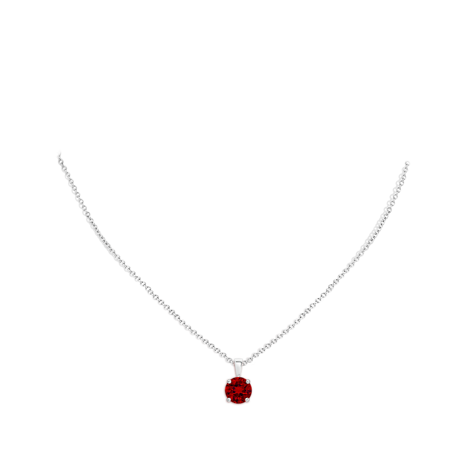 8mm Labgrown Classic Prong-Set Round Lab-Grown Ruby Solitaire Pendant in S999 Silver pen