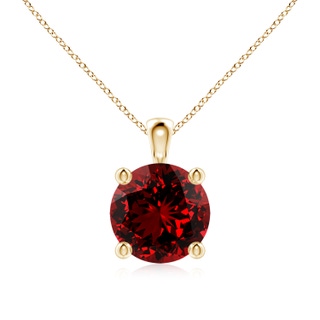 8mm Labgrown Lab-Grown Classic Round Ruby Solitaire Pendant in Yellow Gold