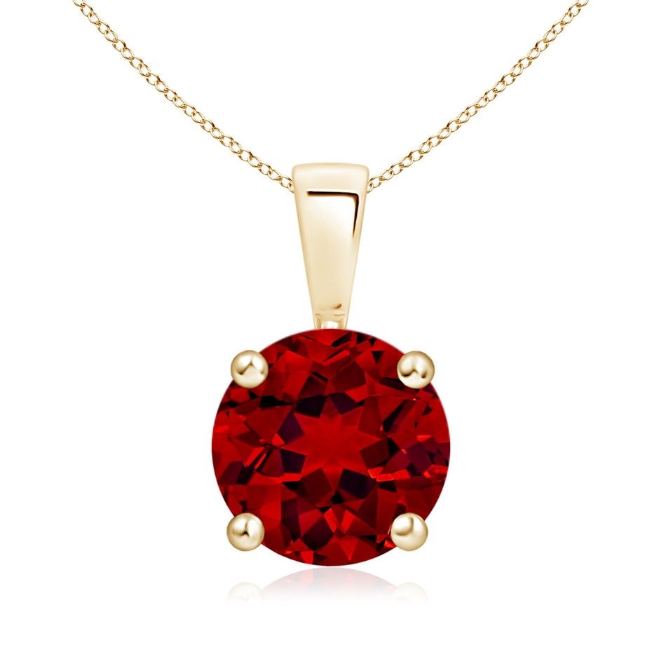 8mm Labgrown Lab-Grown Classic Round Ruby Solitaire Pendant in Yellow Gold 