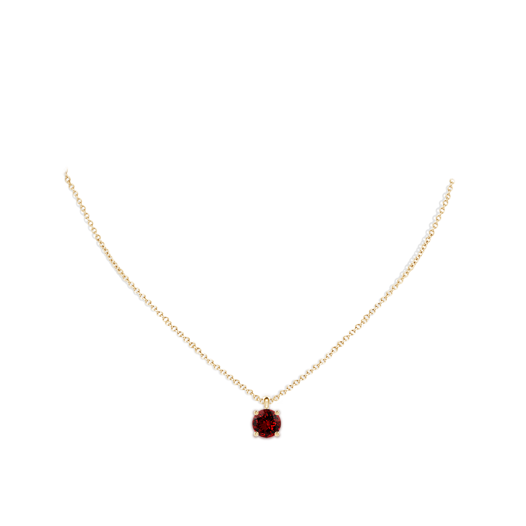 8mm Labgrown Lab-Grown Classic Round Ruby Solitaire Pendant in Yellow Gold pen