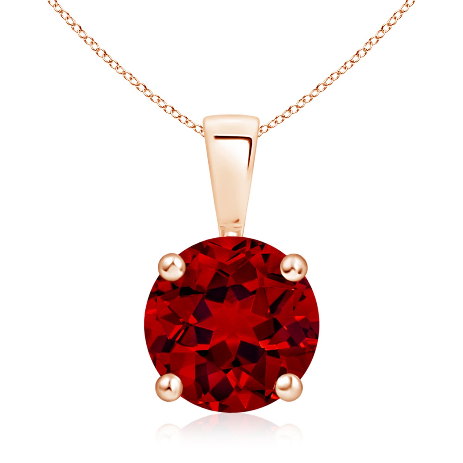 9mm Labgrown Classic Prong-Set Round Lab-Grown Ruby Solitaire Pendant in 18K Rose Gold