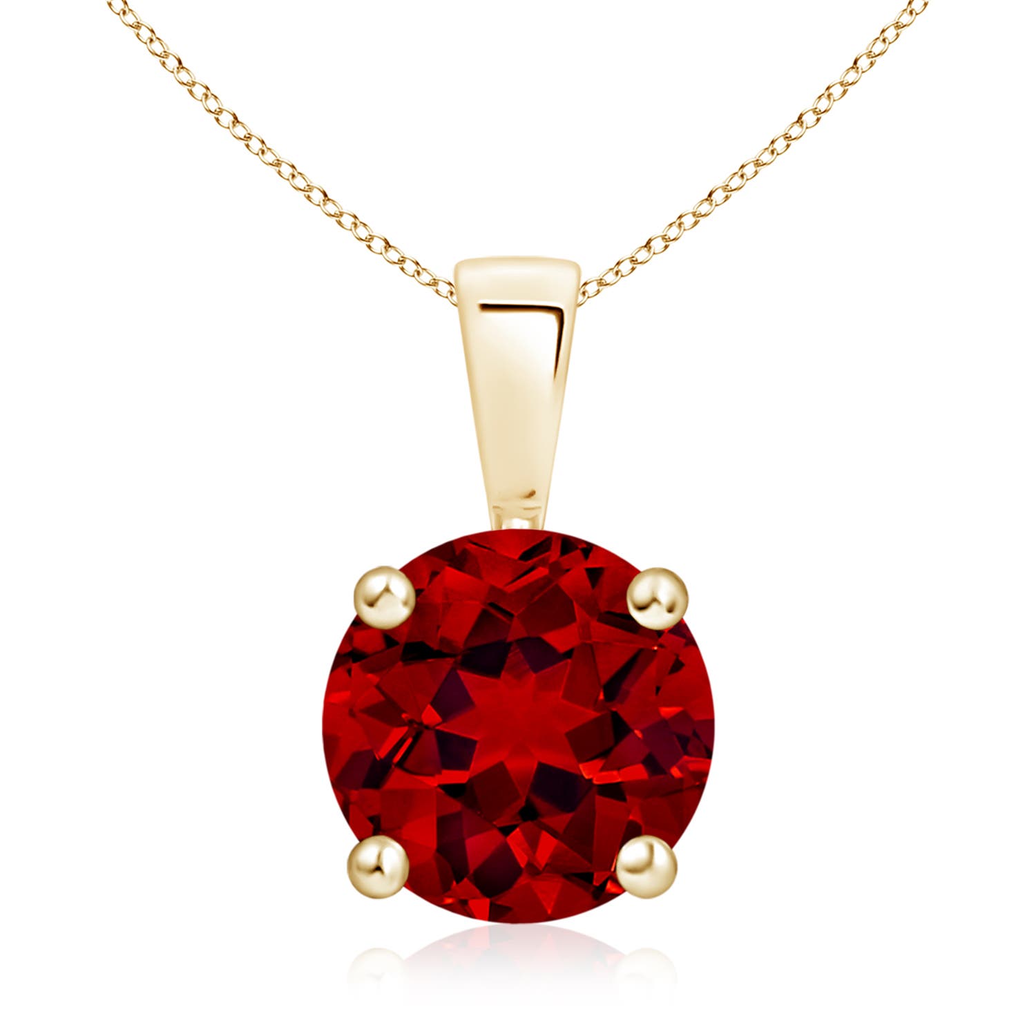 9mm Labgrown Classic Prong-Set Round Lab-Grown Ruby Solitaire Pendant in 18K Yellow Gold