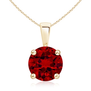 9mm Labgrown Lab-Grown Classic Round Ruby Solitaire Pendant in 9K Yellow Gold