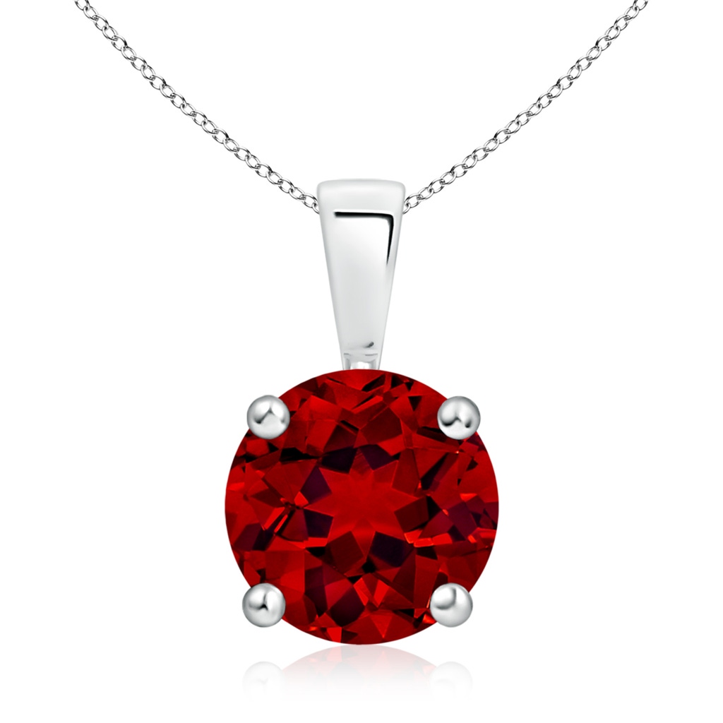 9mm Labgrown Lab-Grown Classic Round Ruby Solitaire Pendant in White Gold