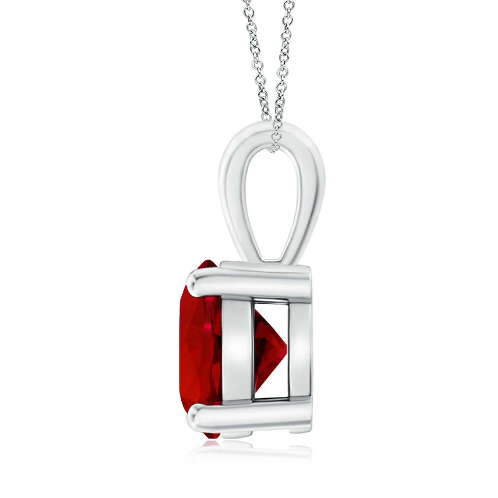 9mm Labgrown Classic Prong-Set Round Lab-Grown Ruby Solitaire Pendant in White Gold - side 199