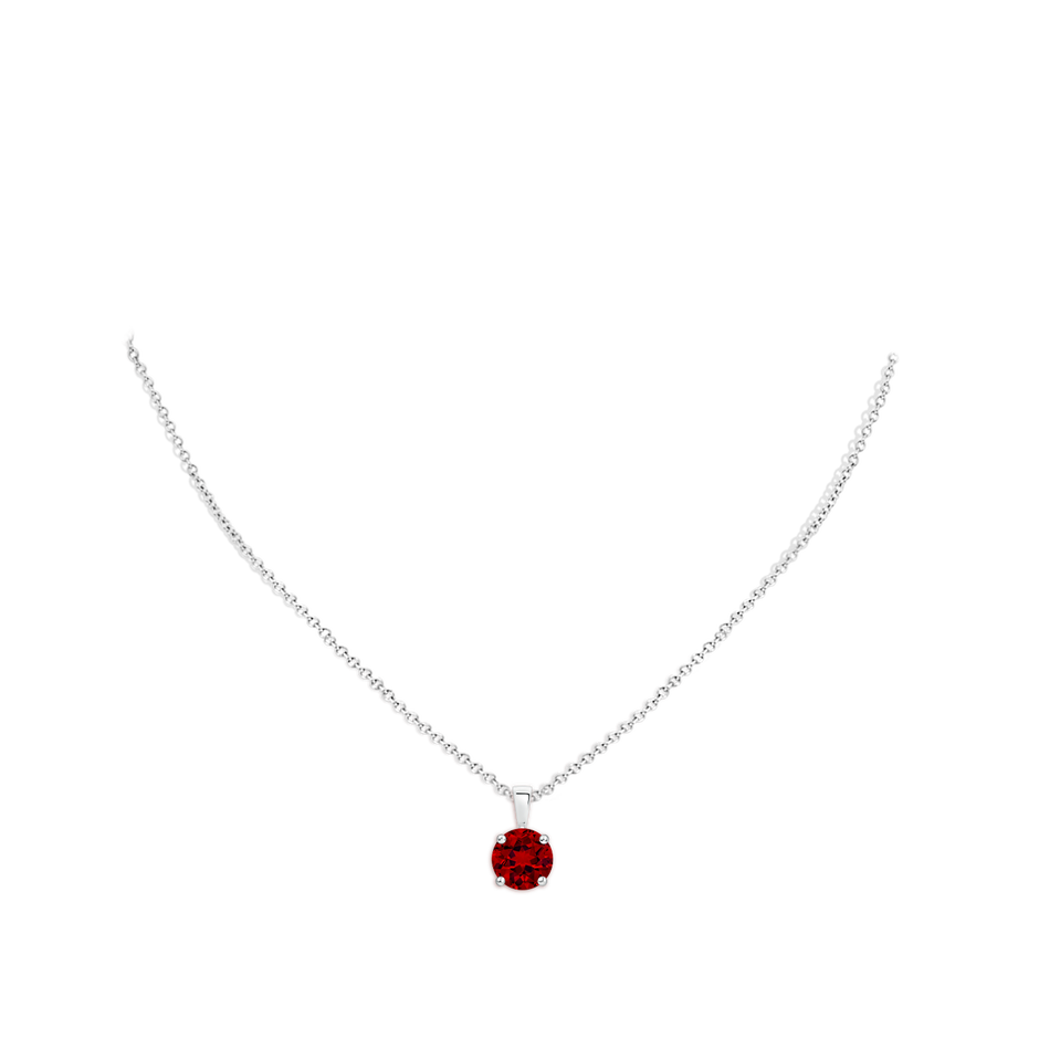 9mm Labgrown Lab-Grown Classic Round Ruby Solitaire Pendant in White Gold pen