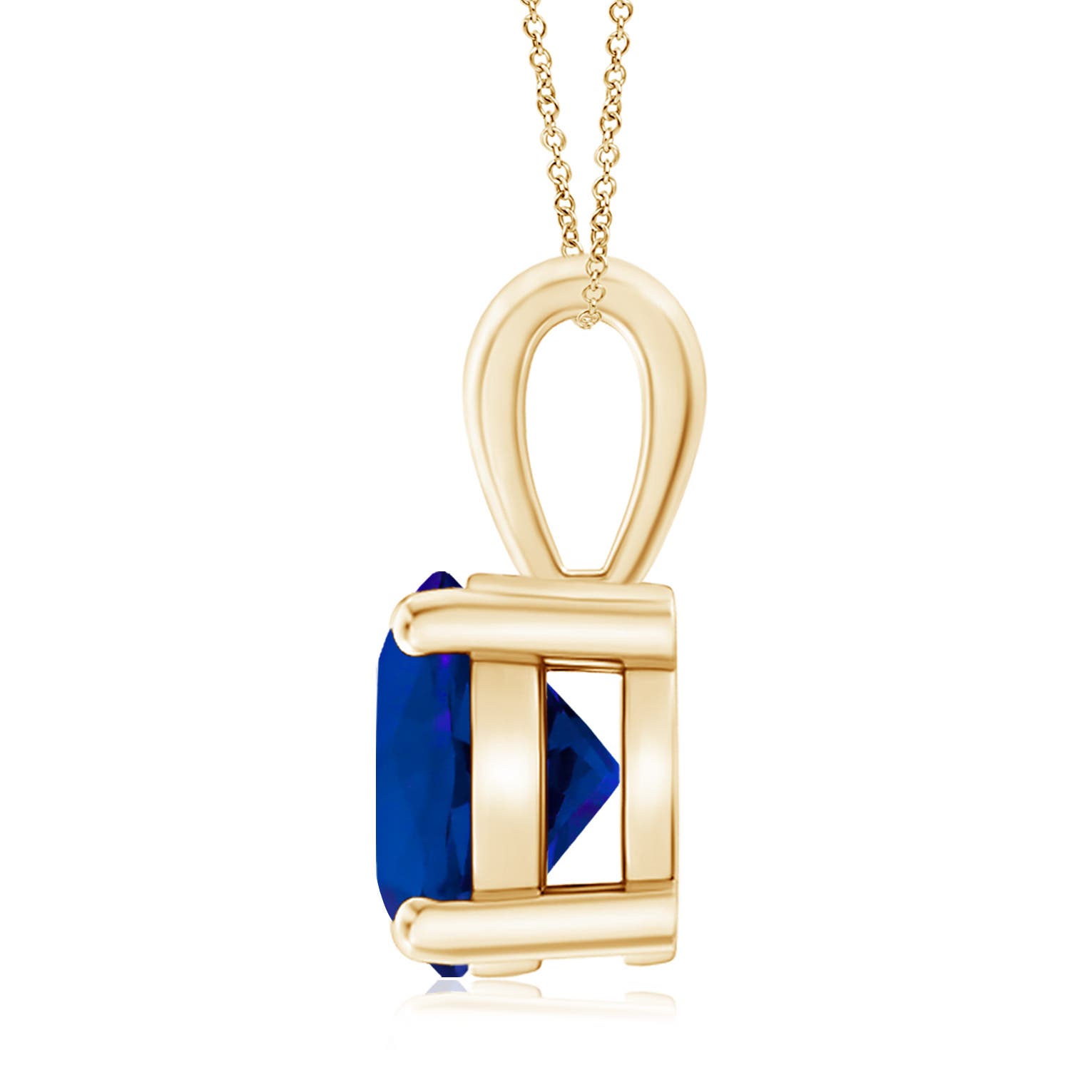 10mm Labgrown Classic Prong-Set Round Lab-Grown Blue Sapphire Solitaire Pendant in 18K Yellow Gold