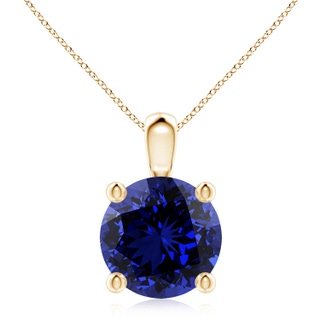 10mm Labgrown Lab-Grown Classic Round Blue Sapphire Solitaire Pendant in 9K Yellow Gold