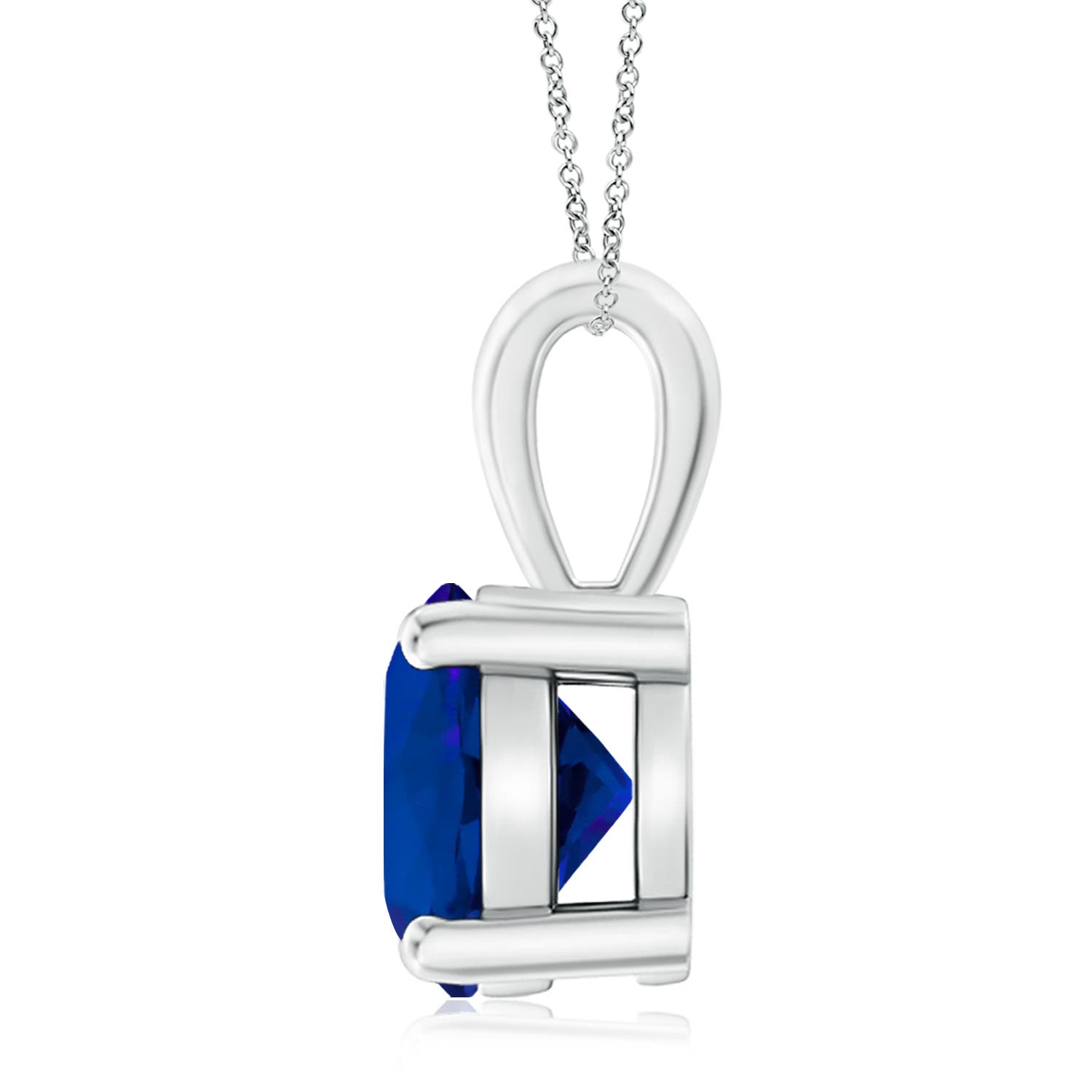 10mm Labgrown Classic Prong-Set Round Lab-Grown Blue Sapphire Solitaire Pendant in P950 Platinum