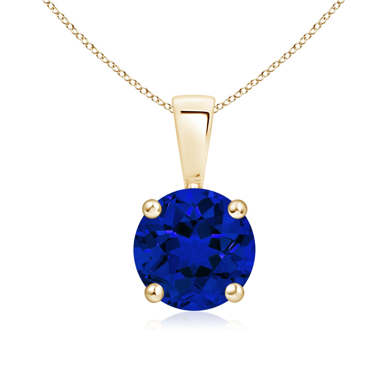 Premium - Lab-Grown Blue Sapphire / 1.6 CT / 14 KT Yellow Gold