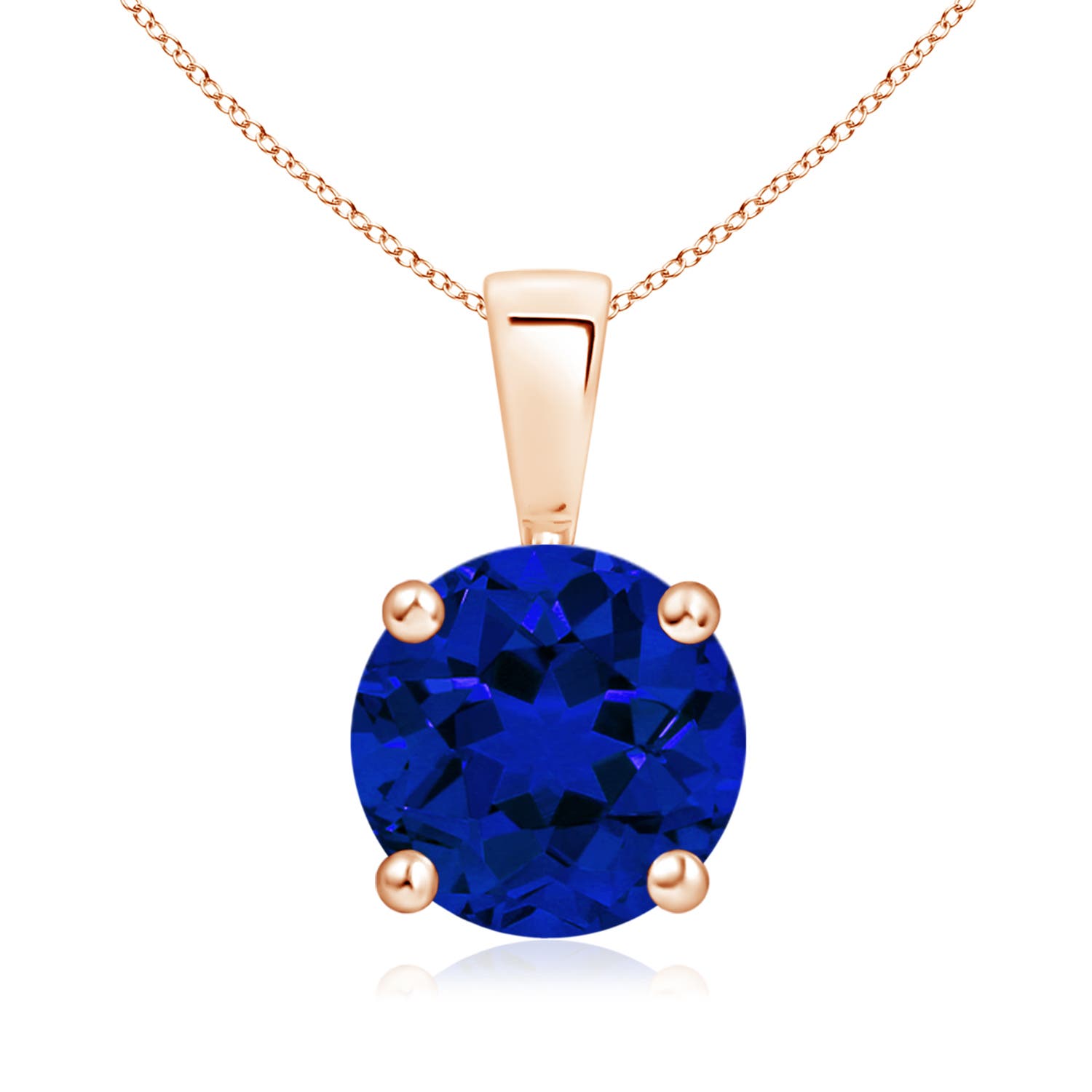 Premium - Lab-Grown Blue Sapphire / 2.2 CT / 14 KT Rose Gold