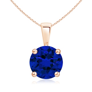 8mm Labgrown Lab-Grown Classic Round Blue Sapphire Solitaire Pendant in Rose Gold