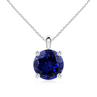 8mm Labgrown Lab-Grown Classic Round Blue Sapphire Solitaire Pendant in S999 Silver