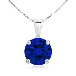 8mm Labgrown Lab-Grown Classic Round Blue Sapphire Solitaire Pendant in S999 Silver