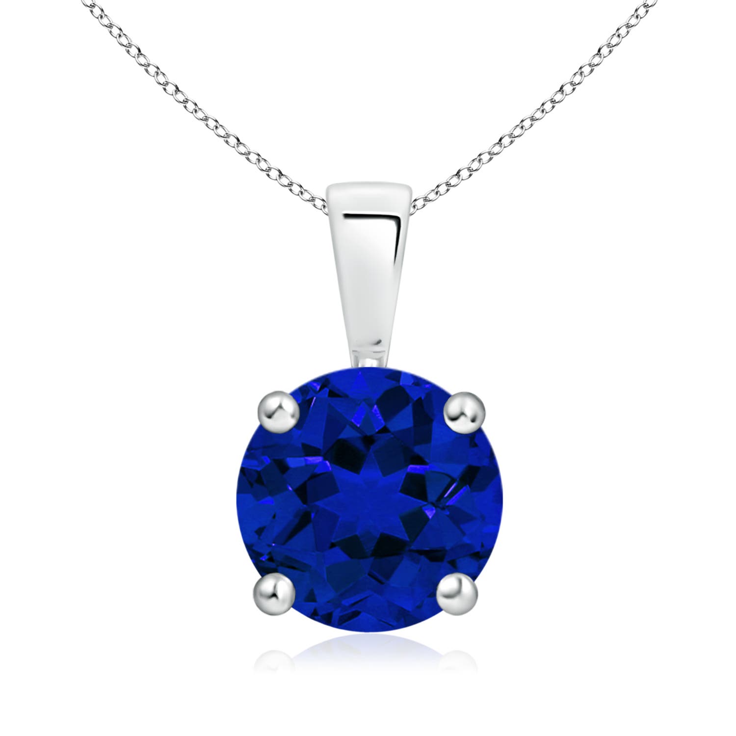 Premium - Lab-Grown Blue Sapphire / 2.2 CT / 14 KT White Gold