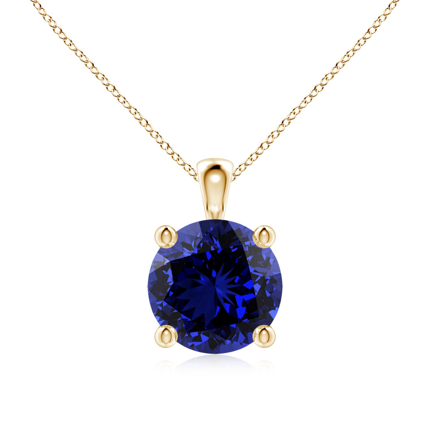 Angara Natural Pear Blue Sapphire Solitaire Pendant Necklace for