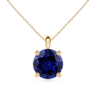 8mm Labgrown Lab-Grown Classic Round Blue Sapphire Solitaire Pendant in Yellow Gold