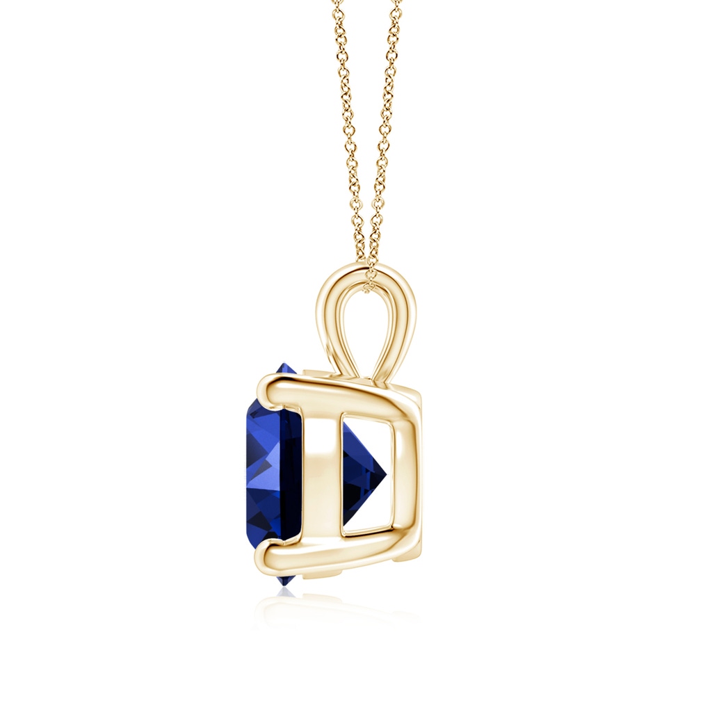 8mm Labgrown Lab-Grown Classic Round Blue Sapphire Solitaire Pendant in Yellow Gold Side 199