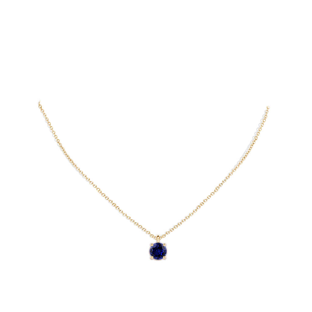 8mm Labgrown Lab-Grown Classic Round Blue Sapphire Solitaire Pendant in Yellow Gold pen