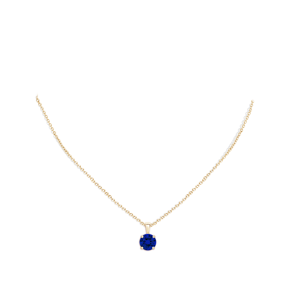 8mm Labgrown Lab-Grown Classic Round Blue Sapphire Solitaire Pendant in Yellow Gold pen