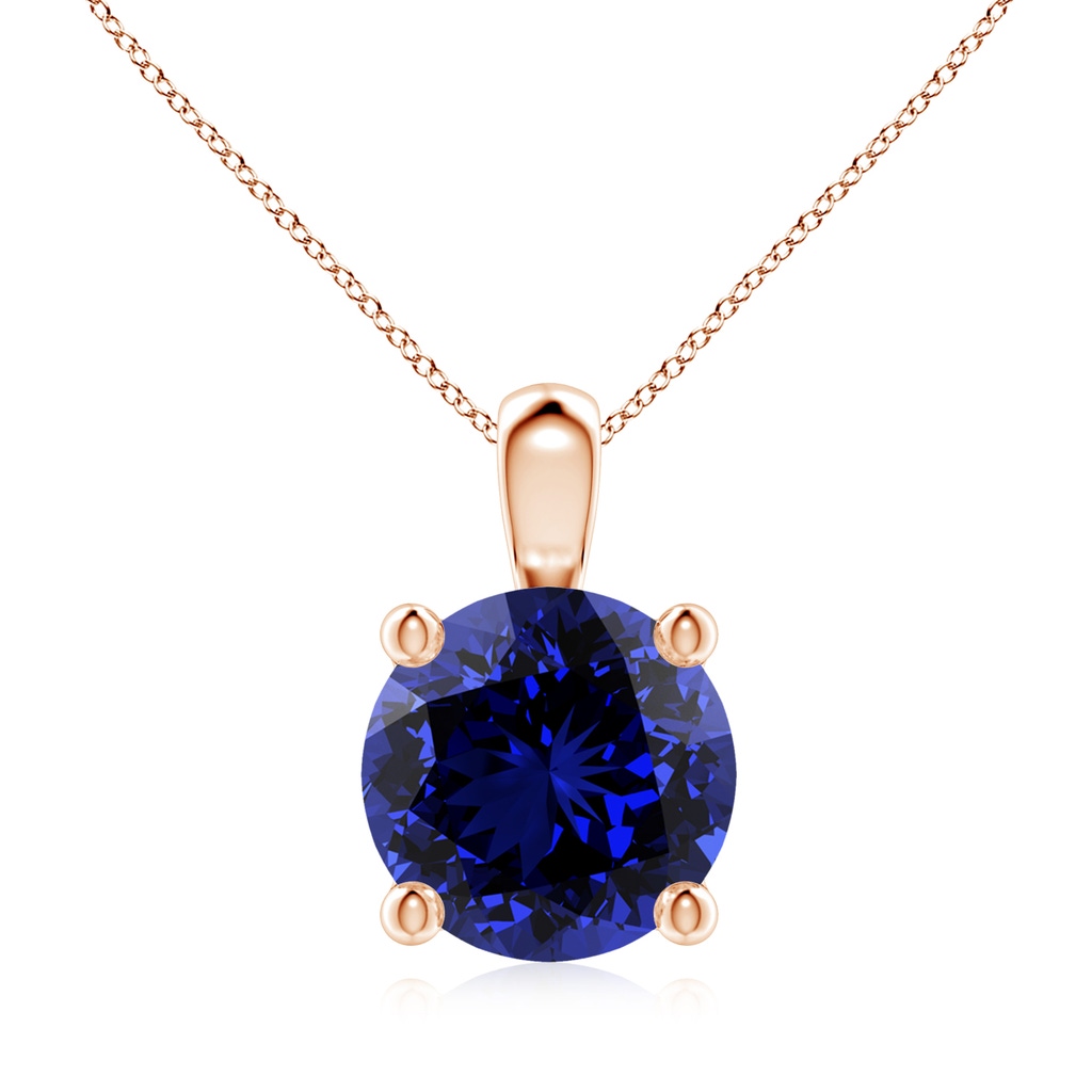 9mm Labgrown Lab-Grown Classic Round Blue Sapphire Solitaire Pendant in 9K Rose Gold