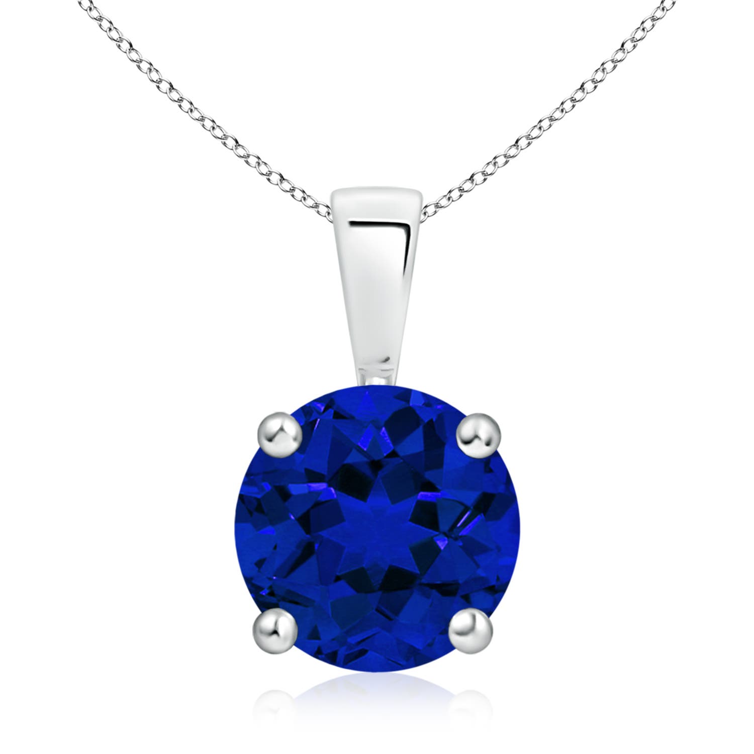 9mm Labgrown Classic Prong-Set Round Lab-Grown Blue Sapphire Solitaire Pendant in P950 Platinum