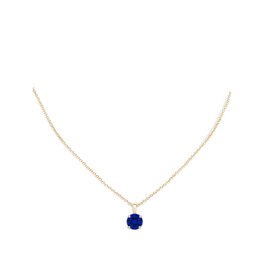 9mm Labgrown Classic Prong-Set Round Lab-Grown Blue Sapphire Solitaire Pendant in Yellow Gold pen