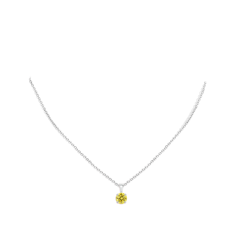 6.4mm Labgrown Classic Round Lab-Grown Fancy Intense Yellow Diamond Solitaire Pendant in White Gold pen