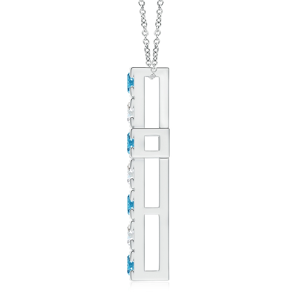 3.5mm Labgrown Flat Prong-Set Lab-Grown Fancy Intense Blue Diamond Cross Pendant in White Gold - side 199
