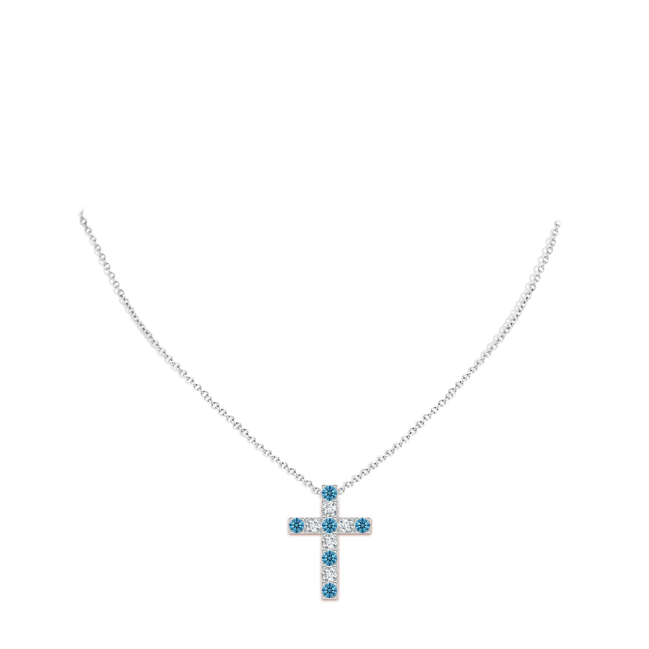 3mm Labgrown Flat Prong-Set Lab-Grown Fancy Intense Blue Diamond Cross Pendant in P950 Platinum pen