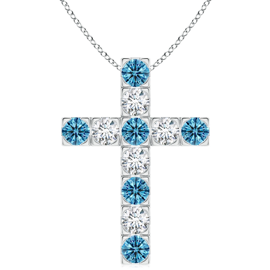 4mm Labgrown Flat Prong-Set Lab-Grown Fancy Intense Blue Diamond Cross Pendant in P950 Platinum 