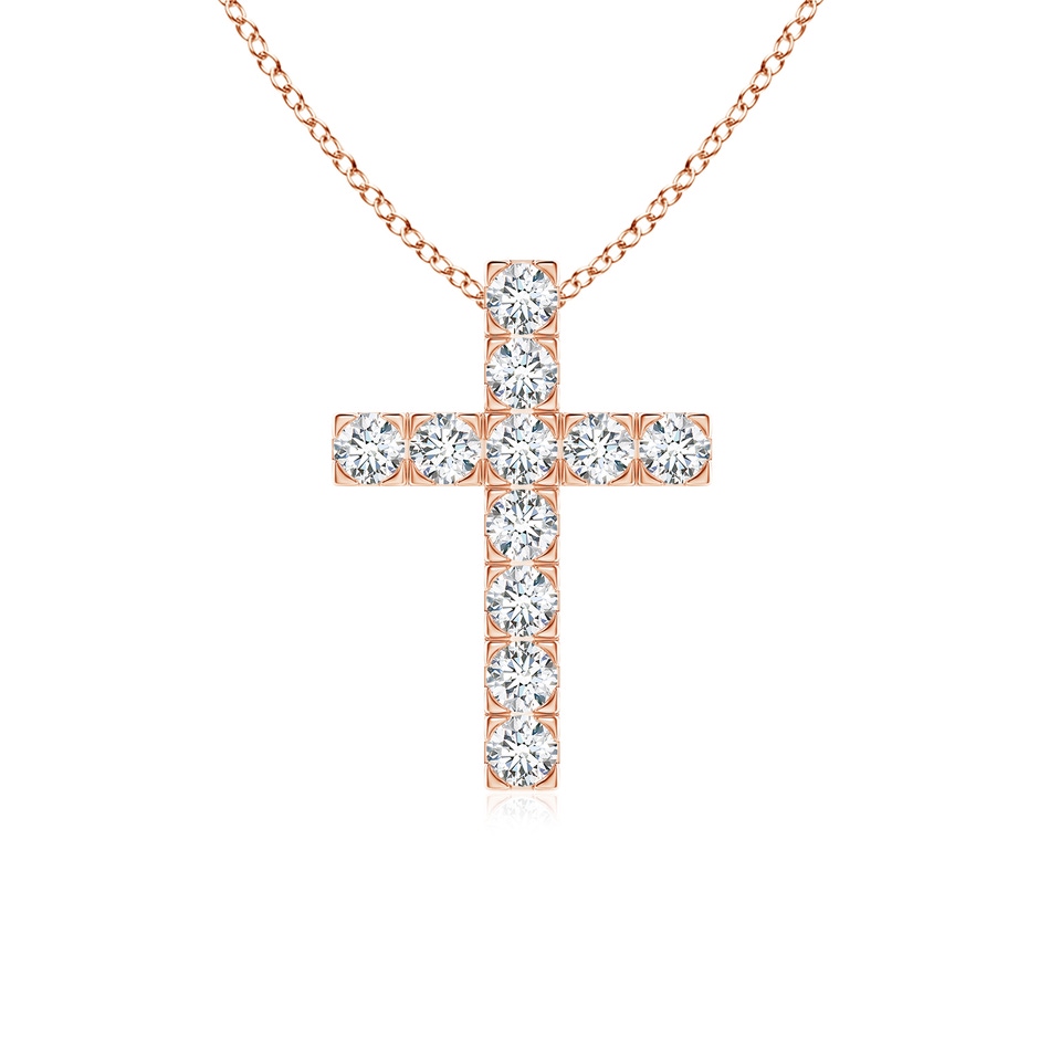 2.5mm FGVS Lab-Grown Flat Prong-Set Diamond Cross Pendant in Rose Gold 