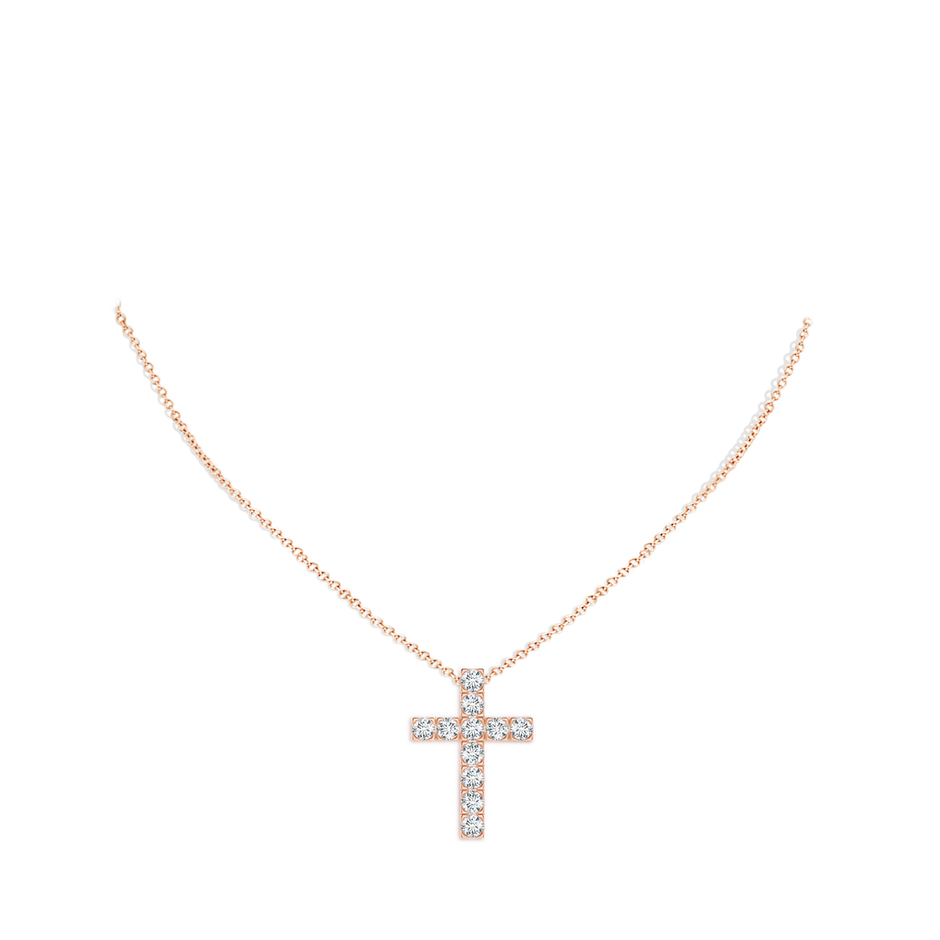 2.5mm FGVS Lab-Grown Flat Prong-Set Diamond Cross Pendant in Rose Gold pen