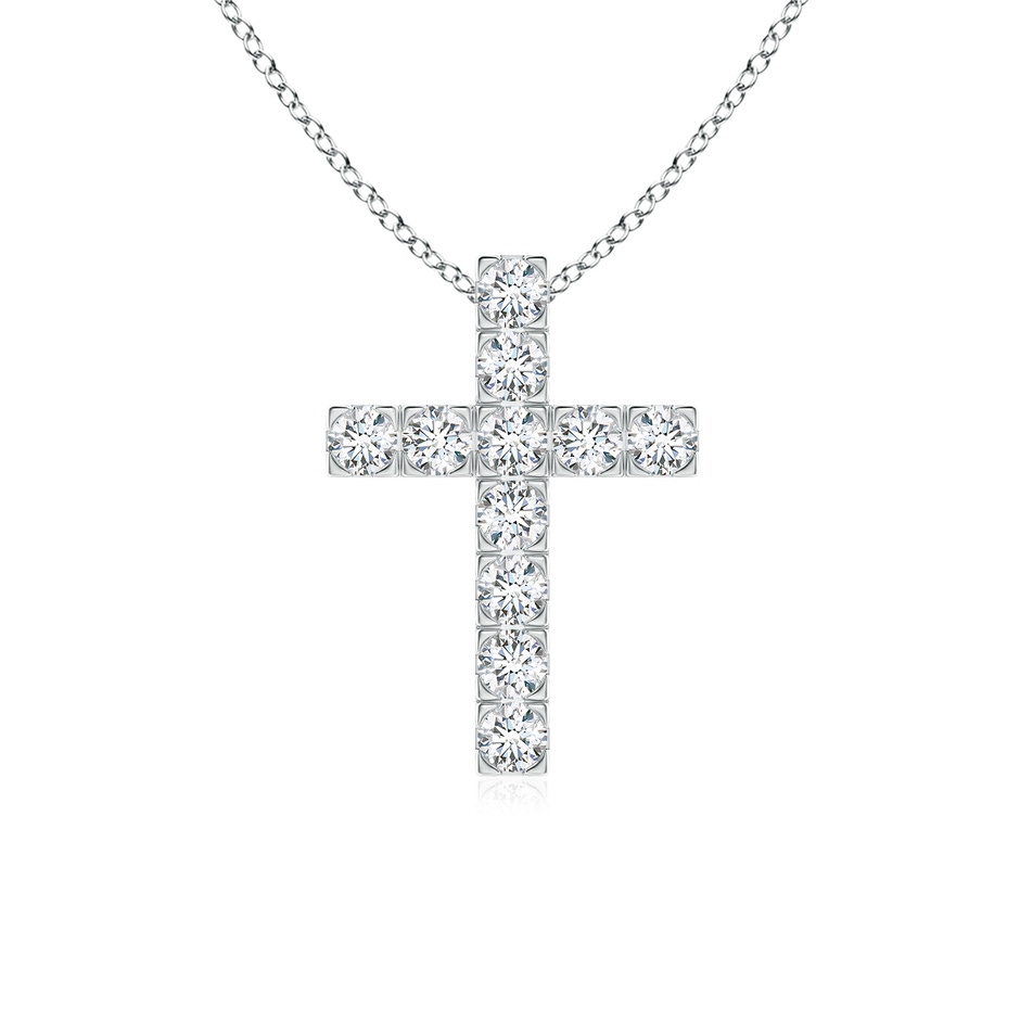 2.5mm FGVS Lab-Grown Flat Prong-Set Diamond Cross Pendant in White Gold 
