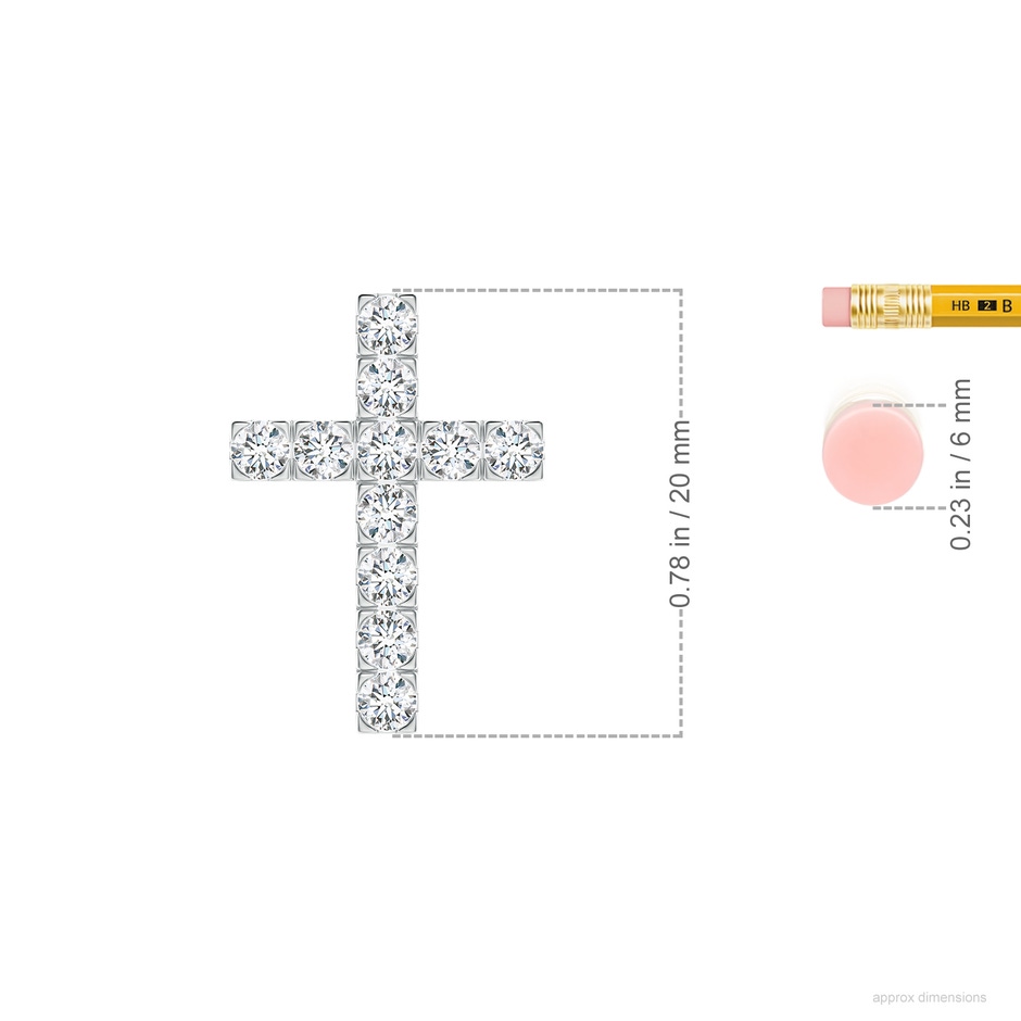 2.5mm FGVS Lab-Grown Flat Prong-Set Diamond Cross Pendant in White Gold ruler
