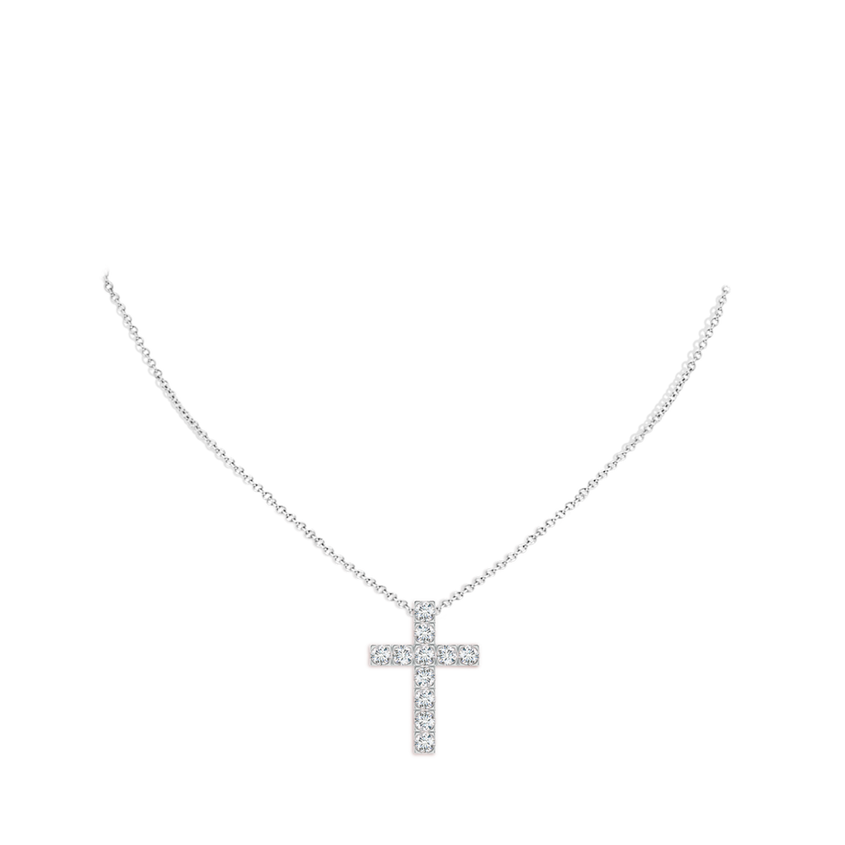 2.5mm FGVS Lab-Grown Flat Prong-Set Diamond Cross Pendant in White Gold pen