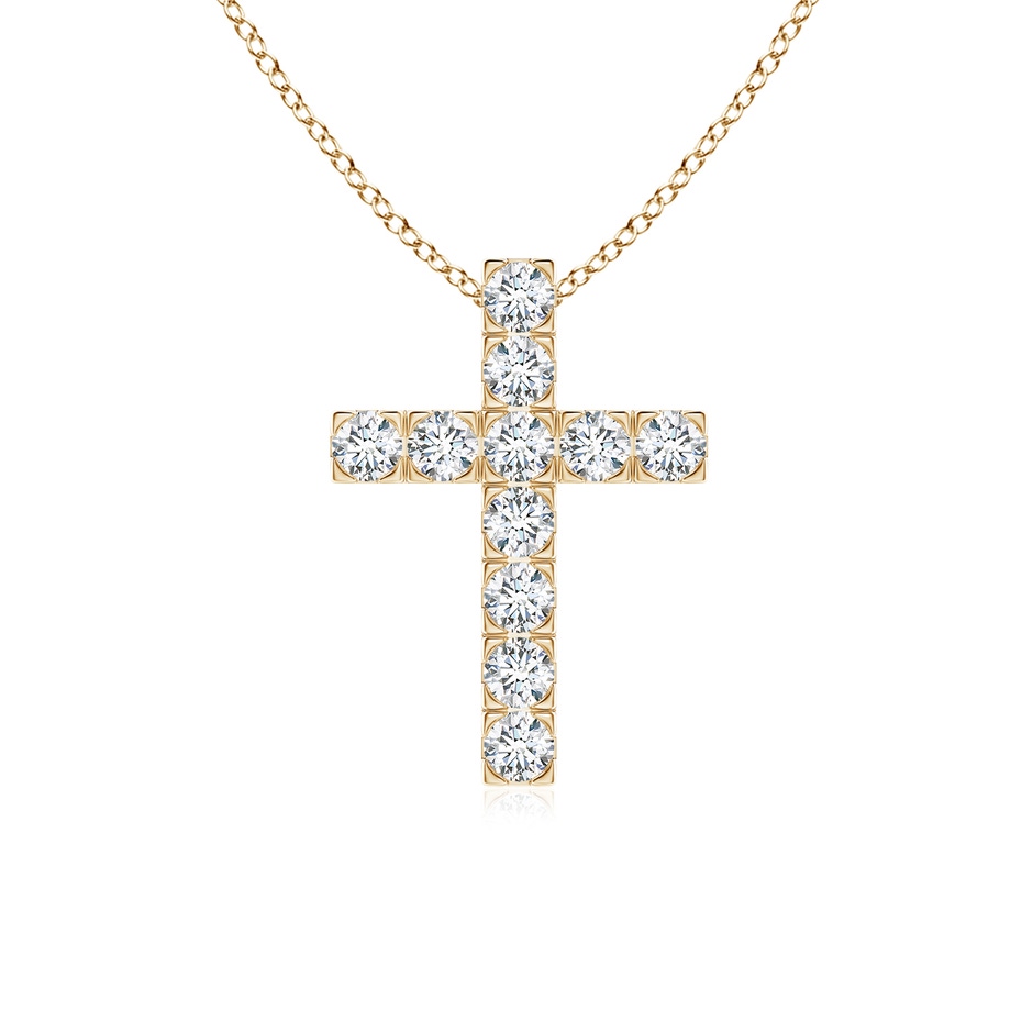 2.5mm FGVS Lab-Grown Flat Prong-Set Diamond Cross Pendant in Yellow Gold 