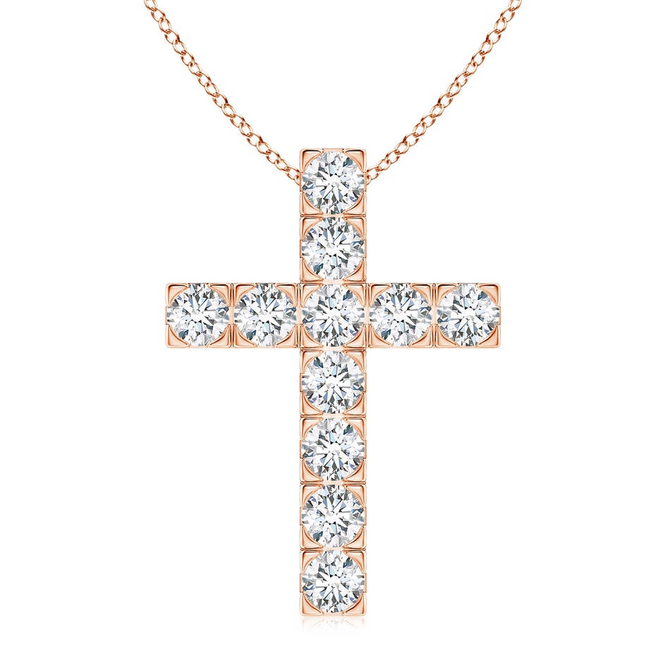 3.5mm FGVS Lab-Grown Flat Prong-Set Diamond Cross Pendant in Rose Gold 