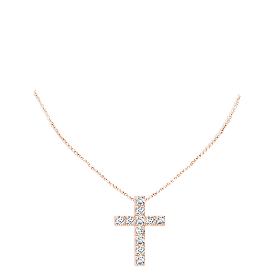 3.5mm FGVS Lab-Grown Flat Prong-Set Diamond Cross Pendant in Rose Gold pen