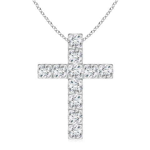 3.5mm FGVS Lab-Grown Flat Prong-Set Diamond Cross Pendant in White Gold