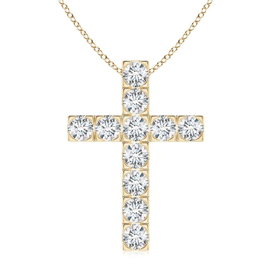 3.5mm FGVS Lab-Grown Flat Prong-Set Diamond Cross Pendant in Yellow Gold 