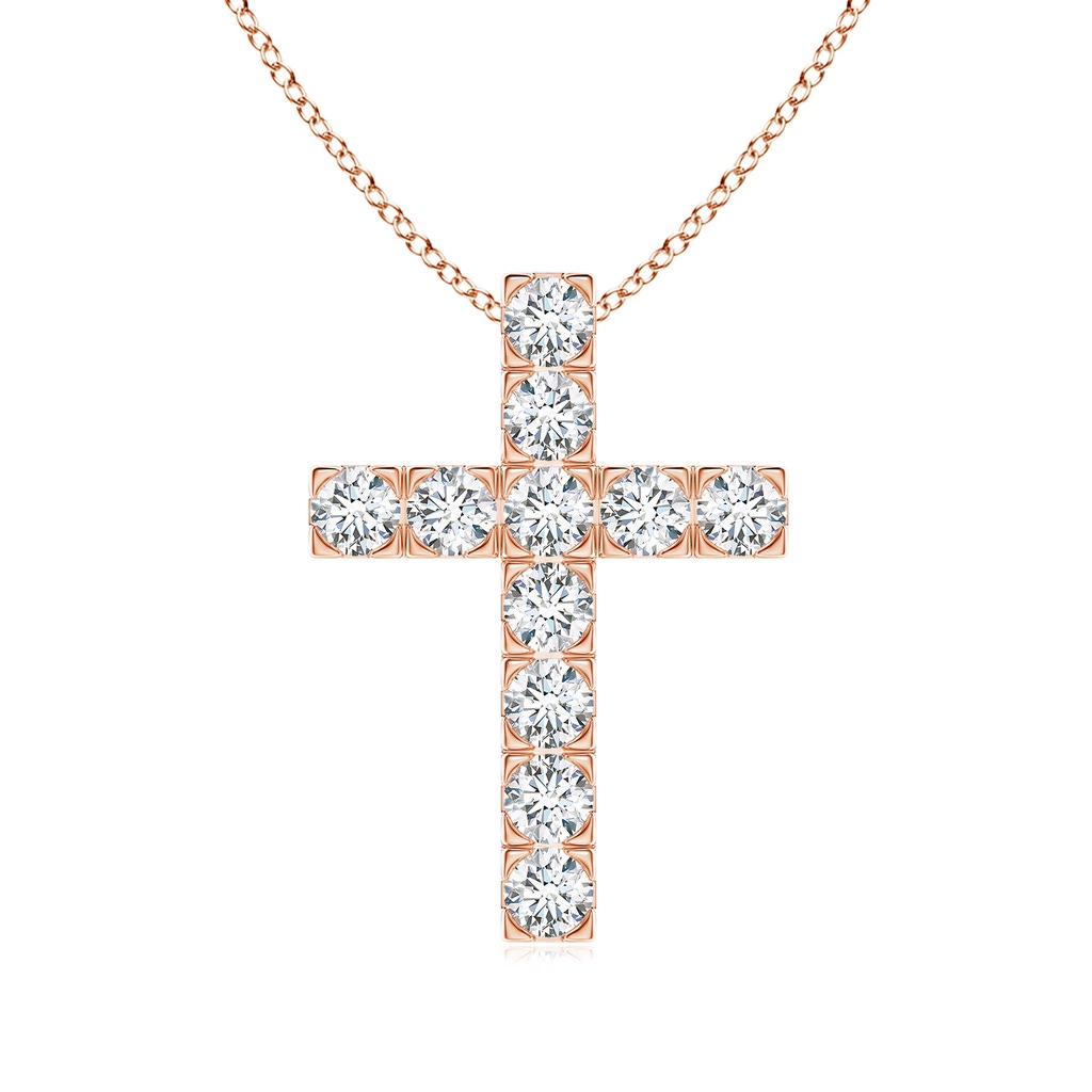 3mm FGVS Lab-Grown Flat Prong-Set Diamond Cross Pendant in Rose Gold