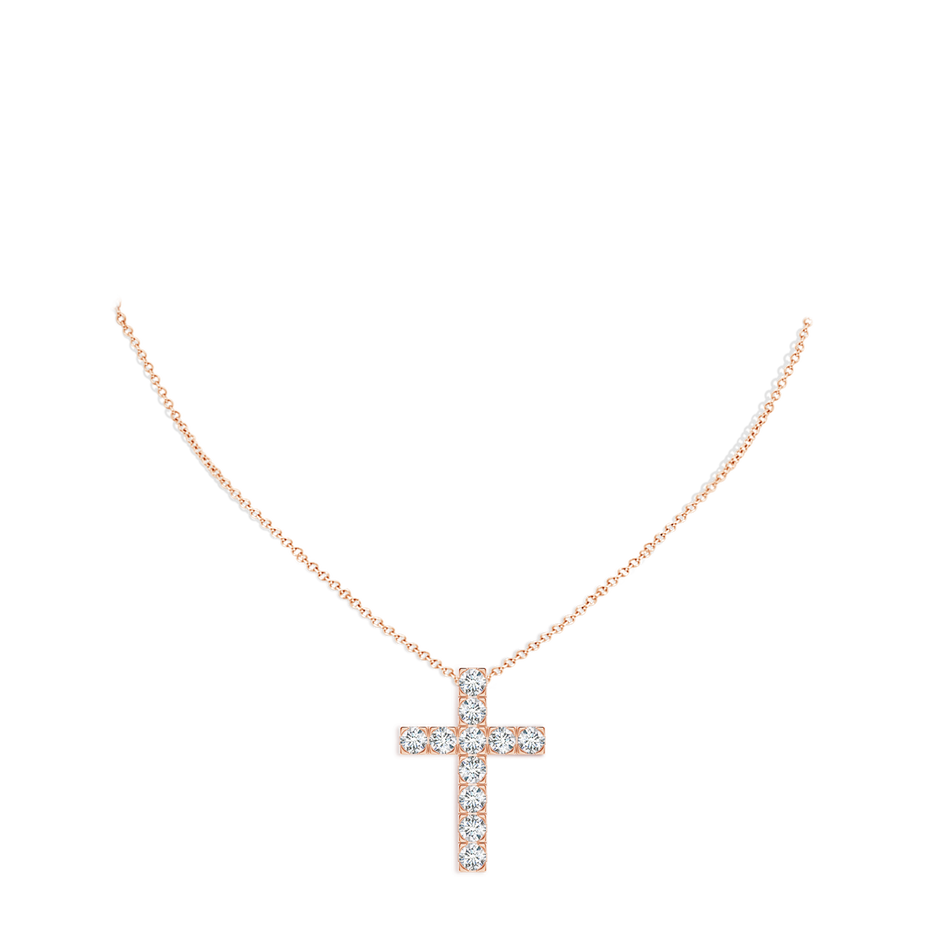 3mm FGVS Lab-Grown Flat Prong-Set Diamond Cross Pendant in Rose Gold pen