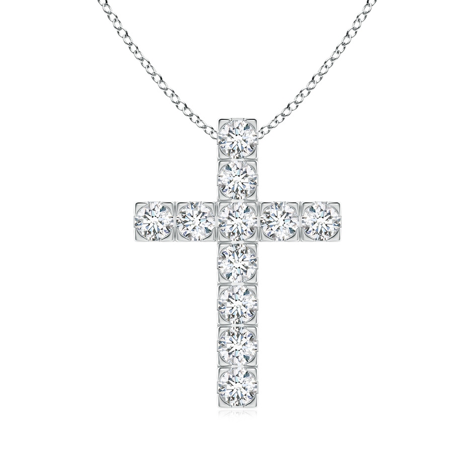 3mm FGVS Lab-Grown Flat Prong-Set Diamond Cross Pendant in White Gold 