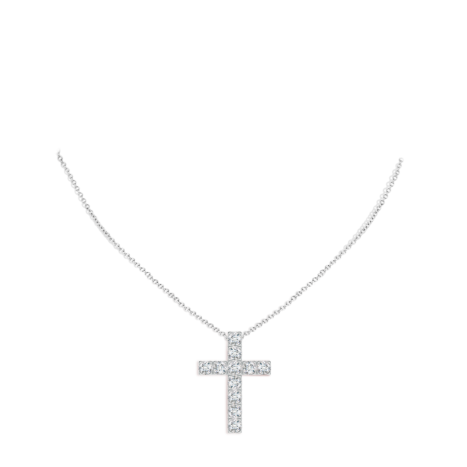 3mm FGVS Lab-Grown Flat Prong-Set Diamond Cross Pendant in White Gold pen