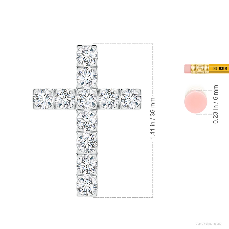 4.5mm FGVS Lab-Grown Flat Prong-Set Diamond Cross Pendant in P950 Platinum ruler