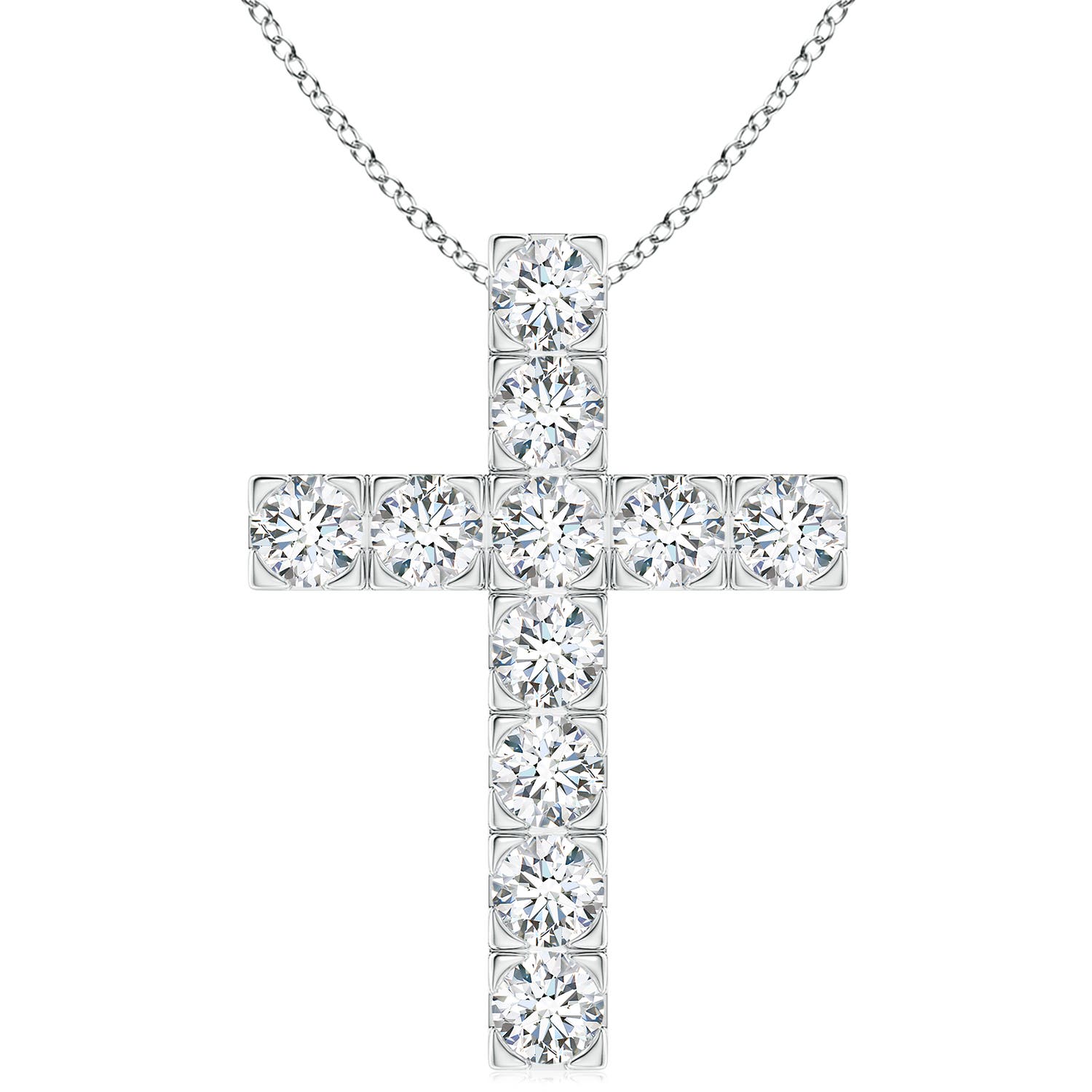 4mm FGVS Lab-Grown Flat Prong-Set Diamond Cross Pendant in P950 Platinum
