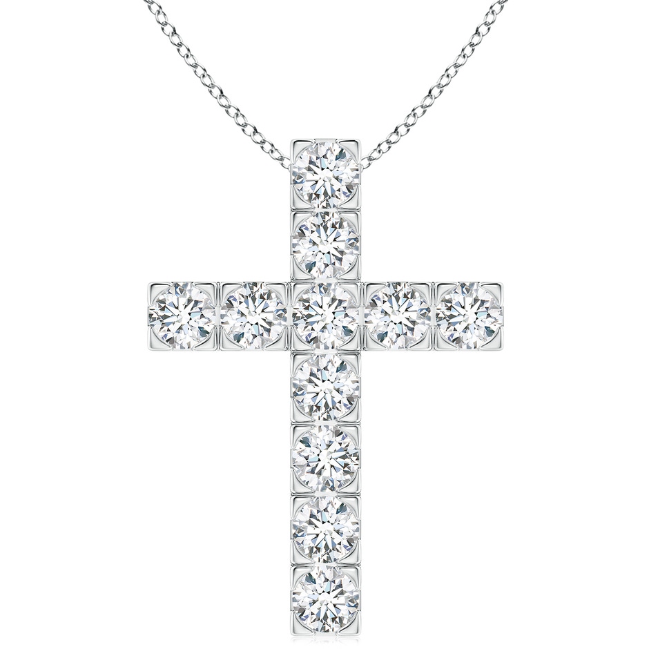 4mm FGVS Lab-Grown Flat Prong-Set Diamond Cross Pendant in P950 Platinum 