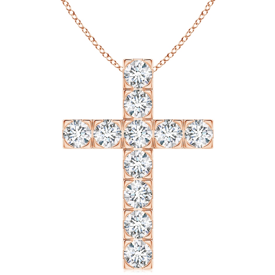 4mm FGVS Lab-Grown Flat Prong-Set Diamond Cross Pendant in Rose Gold 