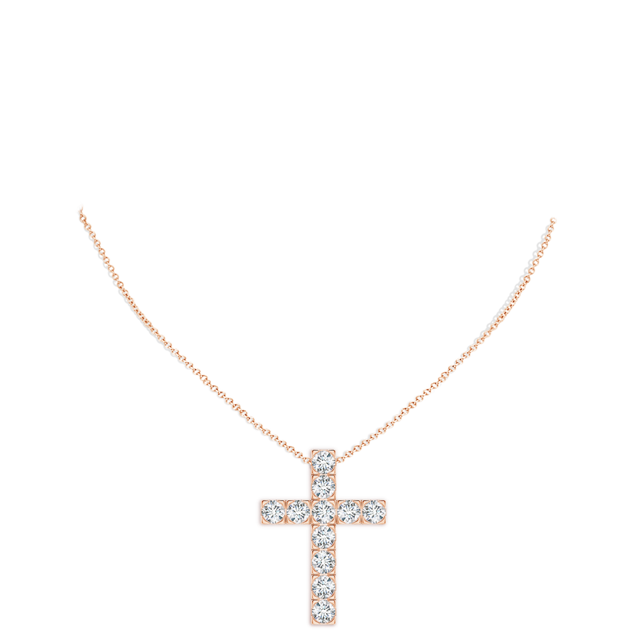 4mm FGVS Lab-Grown Flat Prong-Set Diamond Cross Pendant in Rose Gold pen